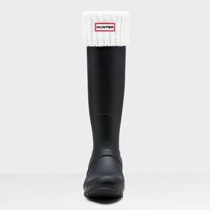 Women's Cardigan Knit Tall Boot Socks: White Sz L